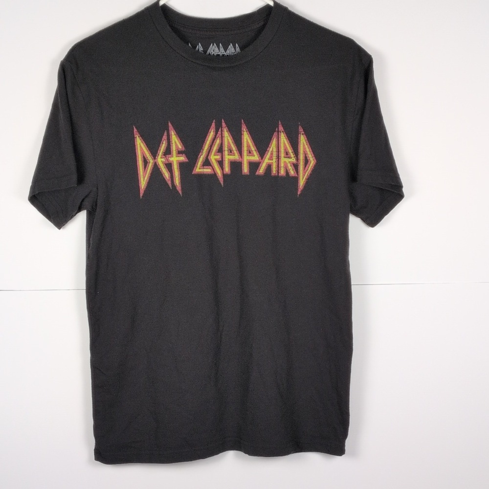 Def Leppard Logo Graphic T-shirt Unisex Medium Black Short Sleeve Music